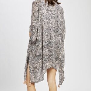 GENTLE FAWN| Heron Leopard Kimono with Pink Tassels EUC very flowy